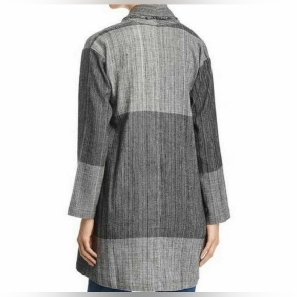 EILEEN FISHER hazy blocks organic cotton shawl jacket Great Autumn Weather - Picture 3 of 10